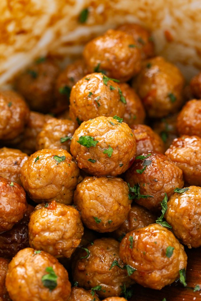 3-ingredient asian meatballs in the crockpot as first recipe in meal planning. 