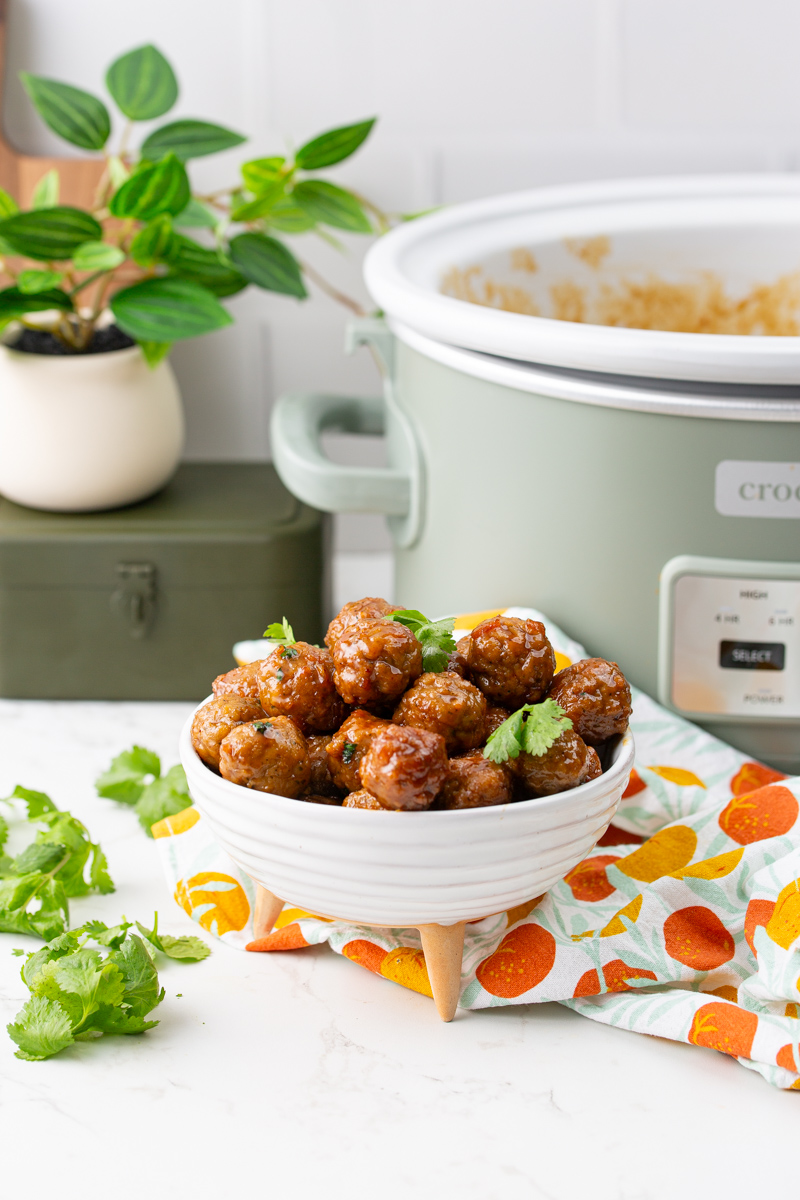 asian orange sweet and sour mini meatball appetizer